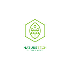Nature Technology Line Outline Monoline Logo Design Vector