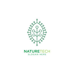 Nature Technology Line Outline Monoline Logo Design Vector