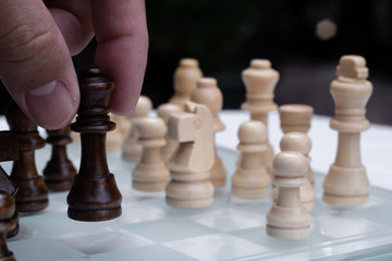 Chess board game, business competitive concept, encounter difficult situation, losing and winning