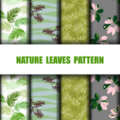 Set of nature leaves seamless pattern for decorative,apparel,fashion,fabric,textile,print or wallpaper