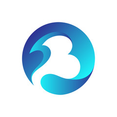 monogram/initial letter b  logo design with wave style in circle shape