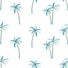 Vector seamless pattern of palm tree,  white background