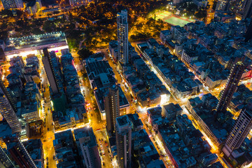 Obraz premium Top view of Hong Kong city at night