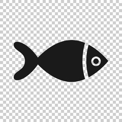 Fish sign icon in transparent style. Goldfish vector illustration on isolated background. Seafood business concept.