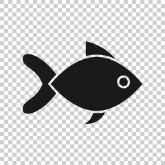 Fish sign icon in transparent style. Goldfish vector illustration on isolated background. Seafood business concept.