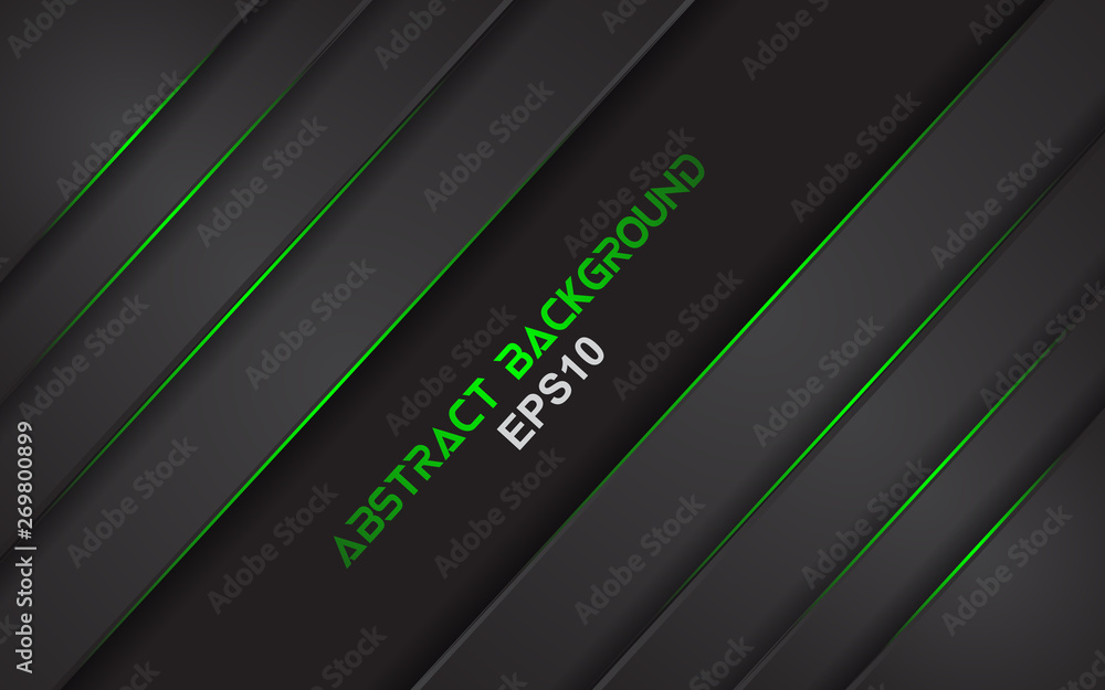 Poster dark abstract modern background texture. overlap layers 3d effect with green light decoration tech i