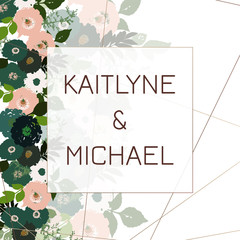 Greeting card with roses, can be used as invitation card for wedding, birthday and other holiday and summer background. Vector illustration