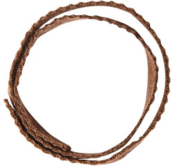 Brown ribbon curl isolated on white background. Brown ribbon bow and curl isolated on white background