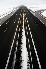 Four-lane highway in winter at Bulgaria