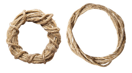 Rope wrap with bow isolated on white. rope made of natural materials
