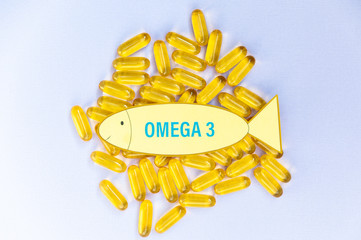 Fish oil omega 3 soft gel capsule pills, healthy product   and   supplement  concept close up, ...