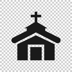 Church icon in transparent style. Chapel vector illustration on isolated background. Religious building business concept.