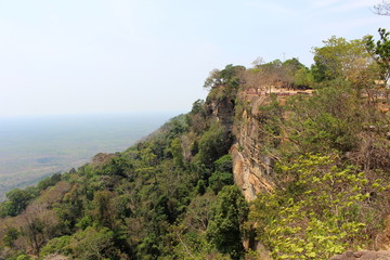Fototapeta na wymiar Pha Mo E Dang. Steep cliffs at Khoa Phra Viharn National Park Sisaket, Thailand