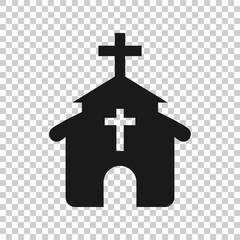 Church icon in transparent style. Chapel vector illustration on isolated background. Religious building business concept.