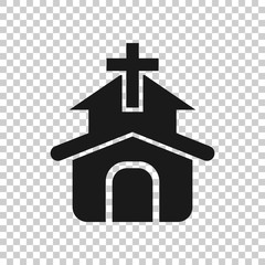 Church icon in transparent style. Chapel vector illustration on isolated background. Religious building business concept.