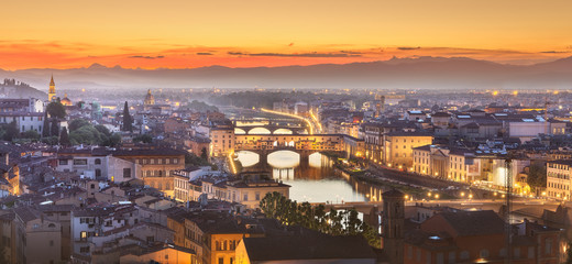 Arno River and Basilica at sunset Florence, Italy