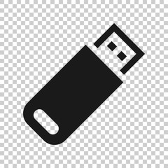 Usb drive icon in transparent style. Flash disk vector illustration on isolated background. Digital memory business concept.