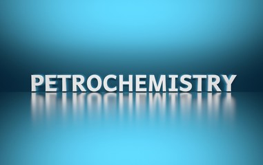 Word Petrochemistry ob blue background