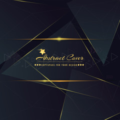 Abstract and solid dark cover design template with glowing golden elements. Vector illustration.