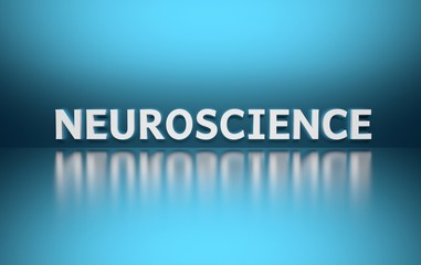 Word Neuroscience on blue background