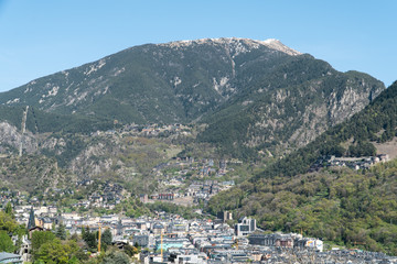 Fototapeta na wymiar Views of Andorra la Vella from hiking trail