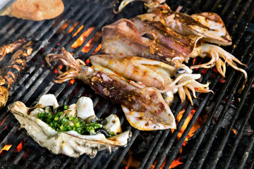 Grilled Squid street food BBQ