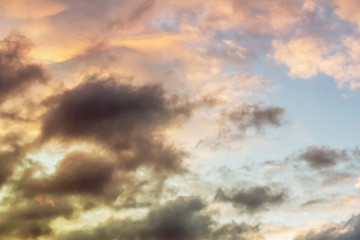 Naklejka na ściany i meble Clolored night clouds, evening sunset, nature series