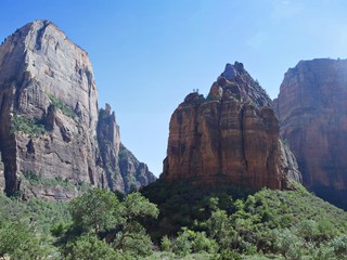  Unbelievable rock formations and steep sandstone cliffs at Zion National Park, Utah.