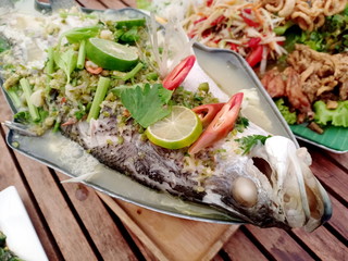 Steamed Seabass Fish with Lemon