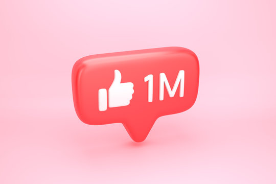 One million likes social media notification with thumb up icon