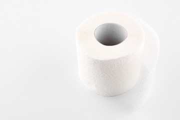 Paper towel roll isolated on white background. Roll of toilet paper.