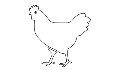 Hen line vector icon for agricultural or culinary illustrations