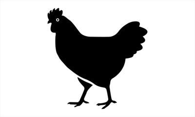 Chicken vector icon silhouette for farming and poultry concepts