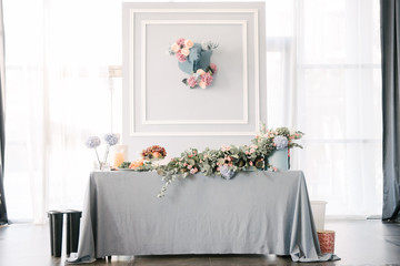 decoration of the banquet hall on the wedding day