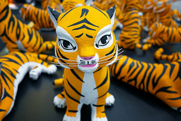 Statue or Doll of Tiger in International Global Tiger Day as Annual Celebration to Raise Awareness For Its Conservation Effort.