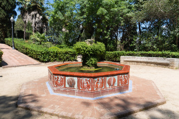 Fountain in Laribal garden in Barcelona