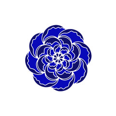 Blue black Flower vector concept logo organic plant. Scandinavian spring or summer floral design element in minimal style. Good for icon, logotype. Continuous line hand drawn calligraphic illustration