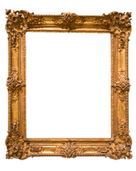 retro golden rectangular frame for photography on isolated background