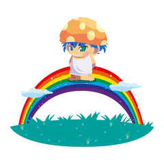 fungu elf with rainbow magic character