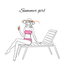 Summer girl fashion illustration vector