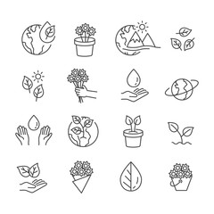 Set of ecology minimal. Icons for environmental concept isolated on white background