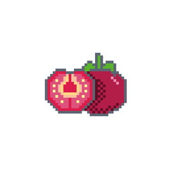Pixel art tomato icon.Vegetables vector sign for for web, mobile design and pixel games.