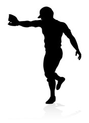 Baseball player in sports pose detailed silhouette