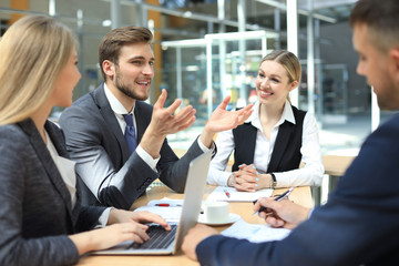 business colleagues discussing new opportunities. people and technology.
