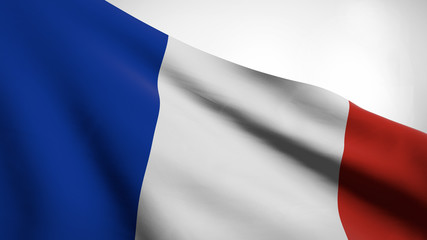 3D illustration of French Republic flag waving
