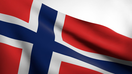 3D illustration of Kingdom of Norway flag waving