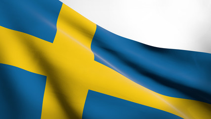  3D illustration of Kingdom of Sweden flag waving