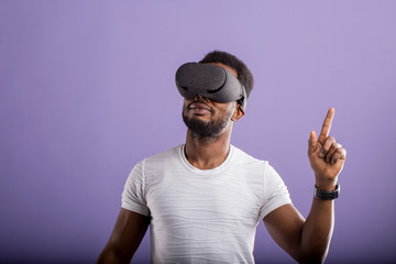 Man wearing virtual reality headset