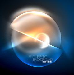 Blue neon bubbles and circles futuristic abstract background