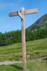Sign to Ben Nevis and Achintee, Scotland